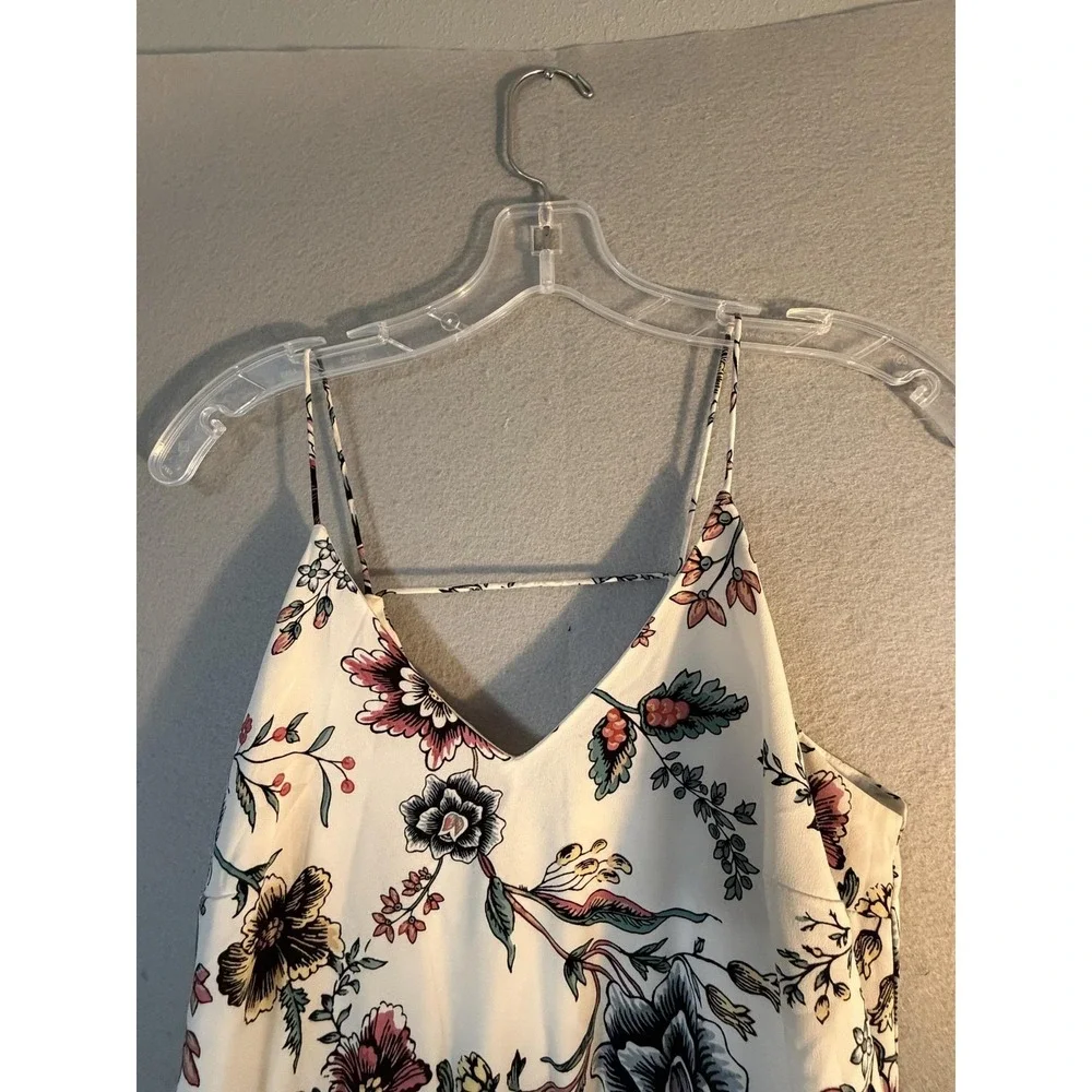 LOFT Dress Womens 2P White Floral V Neck Sleeveless Strappy Maxi Sundress Boho
